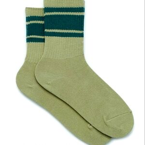PacSun Varsity Stripe Crew Socks, OneSize, Green.